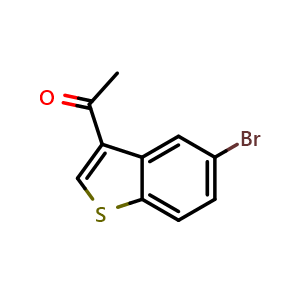 Chemical structure of 1-(5-Bromo-1-benzothiophen-3-yl)ethan-1-one , CAS 1423-63-8, AChemBlock AD262271
