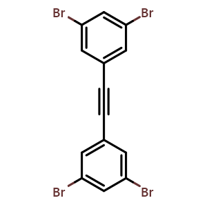 Chemical structure of 1,3-Dibromo-5-[2-(3,5-dibromophenyl)ethynyl]benzene , CAS 448895-60-1, AChemBlock AD262294