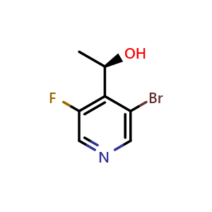 Chemical structure of (R)-1-(3-Bromo-5-fluoro-4-pyridyl)ethanol , CAS 1633014-90-0, AChemBlock AD262312