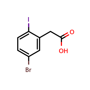 Chemical structure of 2-(5-Bromo-2-iodophenyl)acetic acid , CAS 702641-01-8, AChemBlock AD262313