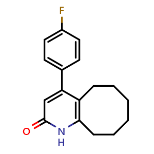 Chemical structure of 4-(4-Fluorophenyl)-5,6,7,8,9,10-hexahydrocycloocta[b]pyridin-2(1H)-one , CAS 132812-72-7, AChemBlock AD262318
