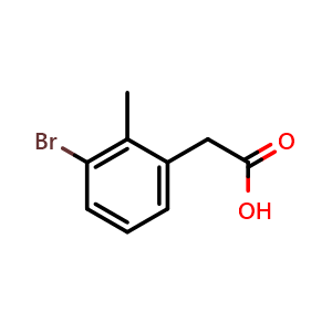 Chemical structure of 2-(3-Bromo-2-methylphenyl)acetic acid , CAS 1261618-03-4, AChemBlock AD262331