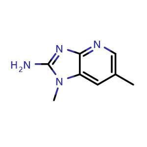 Chemical structure of 1,6-Dimethyl-1H-imidazo[4,5-b]pyridin-2-amine , CAS 132898-04-5, AChemBlock AD262341