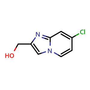 Chemical structure of (7-Chloroimidazo[1,2-a]pyridin-2-yl)methanol , CAS 1368290-38-3, AChemBlock AD262342