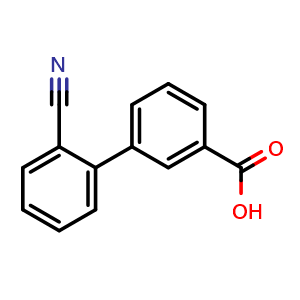 Chemical structure of 2'-Cyanobiphenyl-3-carboxylic acid , CAS 893736-75-9, AChemBlock AD262395