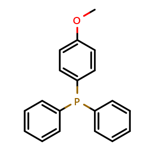 Chemical structure of (4-Methoxyphenyl)(diphenyl)phosphine , CAS 896-89-9, AChemBlock AD262396