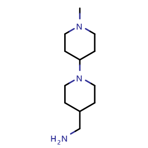 Chemical structure of (1'-Methyl-[1,4'-bipiperidin]-4-yl)methanamine , CAS 883533-01-5, AChemBlock AD262398