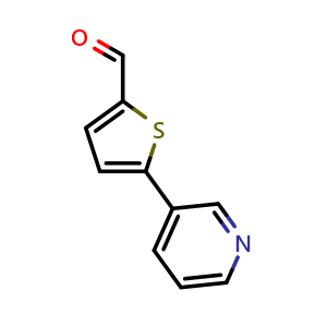 Chemical structure of 5-(Pyridin-3-yl)thiophene-2-carbaldehyde , CAS 133531-43-8, AChemBlock AD262438