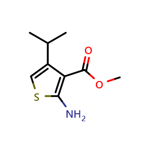 Chemical structure of Methyl 2-amino-4-isopropylthiophene-3-carboxylate , CAS 349662-66-4, AChemBlock AD262479