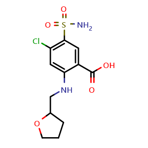 Chemical structure of 4-Chloro-5-sulfamoyl-2-(((tetrahydrofuran-2-yl)methyl)amino)benzoic acid , CAS 4793-38-8, AChemBlock AD262483