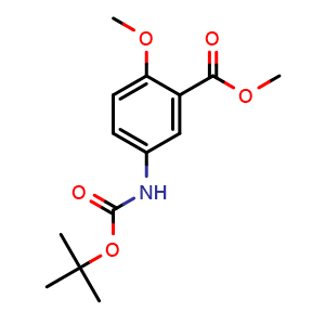 Chemical structure of Methyl 5-((tert-Butoxycarbonyl)amino)-2-methoxybenzoate , CAS 180690-86-2, AChemBlock AD262527