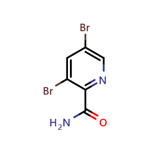 Chemical structure of 3,5-Dibromopicolinamide , CAS 861018-86-2, AChemBlock AD262534