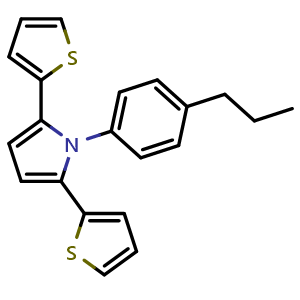 Chemical structure of 1-(4-Propylphenyl)-2,5-di(2-thienyl)-1H-pyrrole , CAS 499793-84-9, AChemBlock AD262545