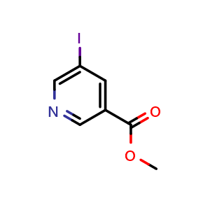 Chemical structure of Methyl 5-iodopyridine-3-carboxylate , CAS 1033955-80-4, AChemBlock AD262546
