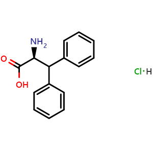 Chemical structure of (S)-2-Amino-3,3-diphenylpropanoic acid hydrochloride , CAS 138662-62-1, AChemBlock AD262547