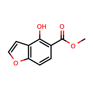 Chemical structure of Methyl 4-hydroxy-1-benzofuran-5-carboxylate , CAS 60077-57-8, AChemBlock AD262553
