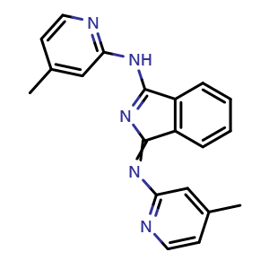 Chemical structure of N-(4-Methylpyridin-2-yl)-1-((4-methylpyridin-2-yl)imino)-1H-isoindol-3-amine , CAS 61702-01-0, AChemBlock AD262584