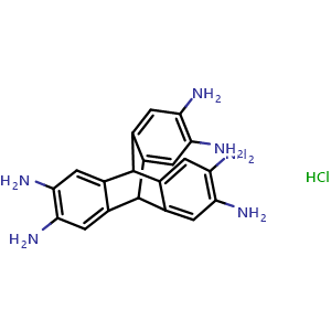 Chemical structure of 9,10-Dihydro-9,10-[1,2]benzenoanthracene-2,3,6,7,14,15-hexaaminehydrochloride , CAS 1353682-29-7, AChemBlock AD262596