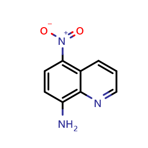 Chemical structure of 5-Nitroquinolin-8-amine , CAS 42606-38-2, AChemBlock AD262599