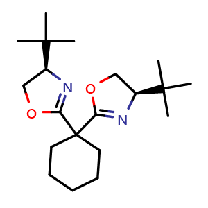 Chemical structure of (4R,4'R)-2,2'-Cyclohexylidenebis[4-tert-butyl-4,5-dihydrooxazole] , CAS 2757082-26-9, AChemBlock AD262625