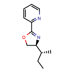Chemical structure of 2-[(4S)-4,5-Dihydro-4-[(1R)-1-methylpropyl]-2-oxazolyl]pyridine , CAS 2634687-84-4, AChemBlock AD262631