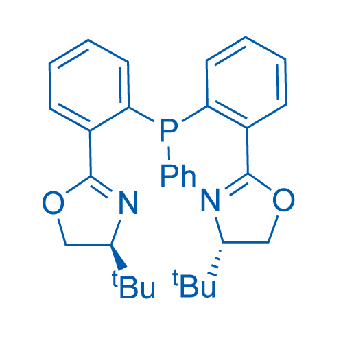 Chemical structure of (4S,4'S)-2,2'-((Phenylphosphanediyl)bis(2,1-phenylene))bis(4-(tert-butyl)-4,5-dihydrooxazole) , CAS 642491-11-0, AChemBlock AD262633