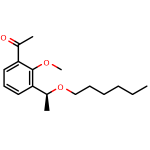 Chemical structure of (S)-1-(3-(1-(Hexyloxy)ethyl)-2-methoxyphenyl)ethanone , CAS 2095308-80-6, AChemBlock AD262669