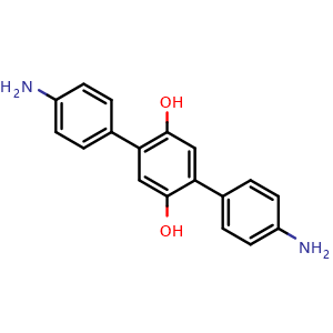 Chemical structure of 4,4''-Diamino-[1,1':4',1''-terphenyl]-2',5'-diol , CAS 34588-30-2, AChemBlock AD262671