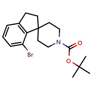 Chemical structure of tert-Butyl 7-bromo-2,3-dihydrospiro[indene-1,4'-piperidine]-1'-carboxylate , CAS 1160247-38-0, AChemBlock AD262679
