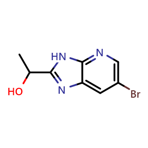 Chemical structure of 1-(6-Bromo-3H-imidazo[4,5-b]pyridin-2-yl)ethan-1-ol , CAS 909768-32-7, AChemBlock AD262686