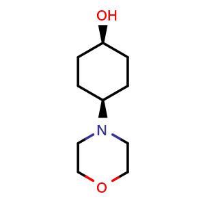 Chemical structure of cis-(1s,4s)-4-Morpholinocyclohexan-1-ol , CAS 862730-49-2, AChemBlock AD262689