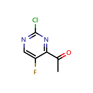 Chemical structure of 1-(2-Chloro-5-fluoropyrimidin-4-yl)ethan-1-one , CAS 736991-76-7, AChemBlock AD262690