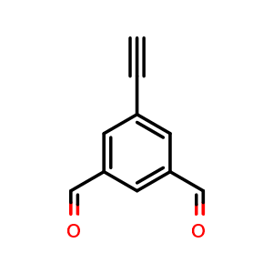 Chemical structure of 5-Ethynylisophthalaldehyde , CAS 263746-70-9, AChemBlock AD262692