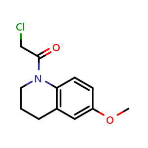 Chemical structure of 2-Chloro-1-(6-methoxy-1,2,3,4-tetrahydroquinolin-1-yl)ethan-1-one , CAS 57368-84-0, AChemBlock AD262717