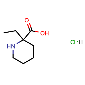 Chemical structure of 2-Ethylpiperidine-2-carboxylic acid hydrochloride , CAS 1300713-02-3, AChemBlock AD262720