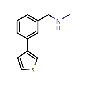 Chemical structure of N-methyl-1-(3-(thiophen-3-yl)phenyl)methanamine , CAS 884507-27-1, AChemBlock AD262730