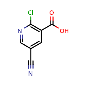 Chemical structure of 2-Chloro-5-cyanonicotinic acid , CAS 1089335-56-7, AChemBlock AD262754
