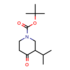 Chemical structure of tert-Butyl 3-isopropyl-4-oxopiperidine-1-carboxylate , CAS 1425336-31-7, AChemBlock AD262756