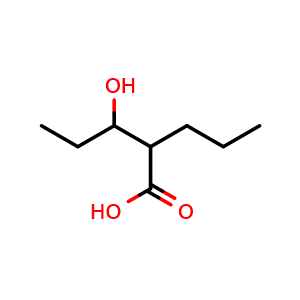 Chemical structure of 3-Hydroxy-2-propylpentanoic acid , CAS 58888-84-9, AChemBlock AD262758