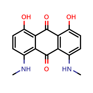 Chemical structure of 1,8-Dihydroxy-4,5-bis(methylamino)-9,10-anthracenedione , CAS 56524-76-6, AChemBlock AD262783
