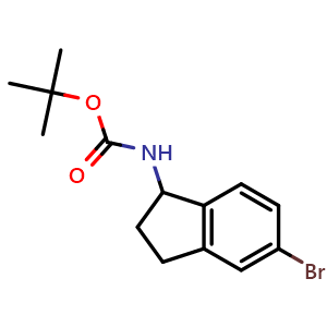 Chemical structure of tert-Butyl (5-bromo-2,3-dihydro-1h-inden-1-yl)carbamate , CAS 903555-95-3, AChemBlock AD262793