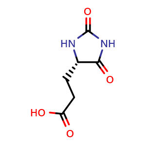 Chemical structure of (S)-3-(2,5-Dioxoimidazolidin-4-yl)propanoic acid , CAS 17027-50-8, AChemBlock AD262796