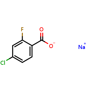 Chemical structure of 4-Chloro-2-fluorobenzoic acid, sodium salt , CAS 1382106-64-0, AChemBlock AD262800