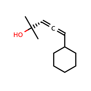 Chemical structure of (S)-5-Cyclohexyl-2-methylpenta-3,4-dien-2-ol , CAS 344775-04-8, AChemBlock AD262819