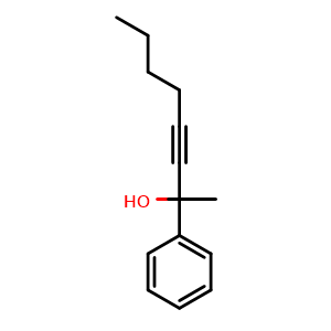 Chemical structure of 2-Phenyloct-3-yn-2-ol , CAS 18215-71-9, AChemBlock AD262828