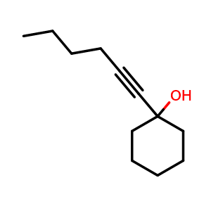 Chemical structure of 1-Hex-1-ynylcyclohexan-1-ol , CAS 15332-33-9, AChemBlock AD262830