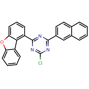 Chemical structure of 2-Chloro-4-(dibenzo[b,d]furan-1-yl)-6-(naphthalen-2-yl)-1,3,5-triazine , CAS 2418528-30-8, AChemBlock AD262833