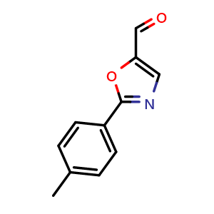 Chemical structure of 2-(4-Methylphenyl)-5-oxazolecarboxaldehyde , CAS 1126633-77-9, AChemBlock AD262843