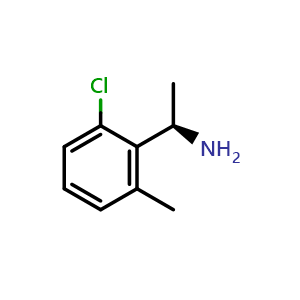 Chemical structure of (R)-1-(2-Chloro-6-methylphenyl)ethan-1-amine , CAS 1213669-66-9, AChemBlock AD262847