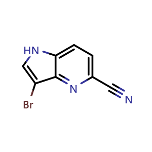 Chemical structure of 3-Bromo-1H-pyrrolo[3,2-b]pyridine-5-carbonitrile , CAS 1190319-58-4, AChemBlock AD262869